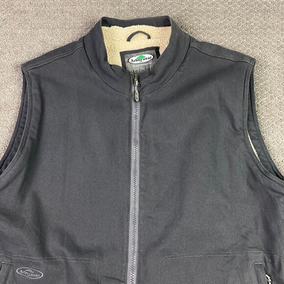 Arborwear Vest Men's 2XL Canvas Cotton Work Gray Sherpa Fleece Lined XXL - Picture 2 of 14